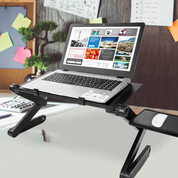 Inbox Zero Upgraded Adjustable Computer Stand Aluminum Foldable Laptop